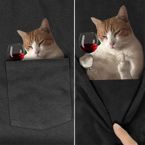 😾🖕Pocket Middle Finger Cat T-Shirt(Buy 2 Free Shipping)