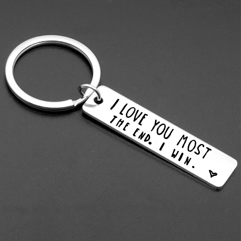 💖I Love You More The End I Win"Funny Keychain-- 🎁A personalised gift for him/her