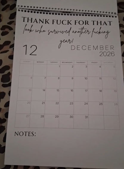 😂Fuck It 2026 Spiral Bound Wall Calender📆